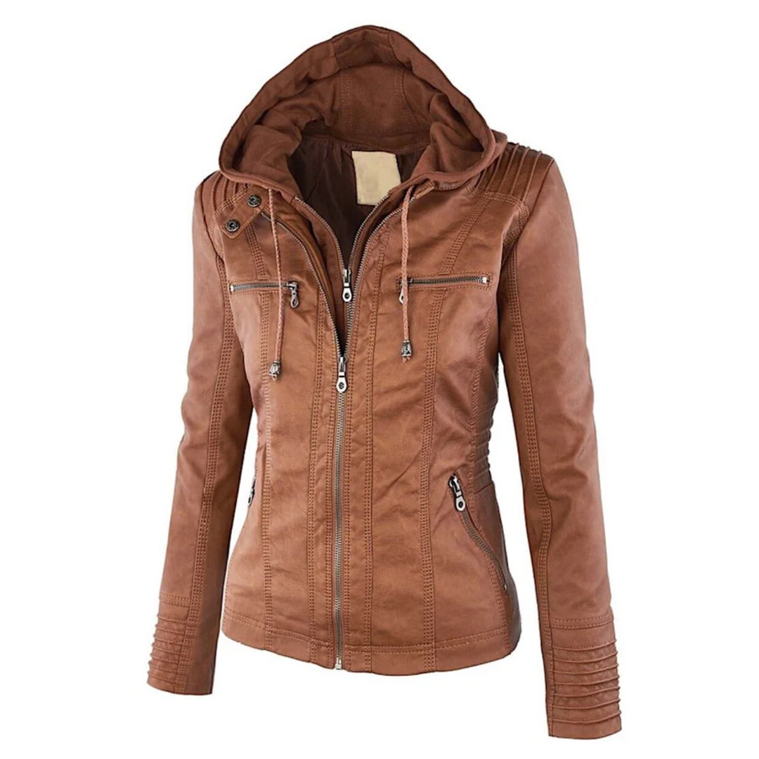 Ysolde | Leather Hooded Jacket