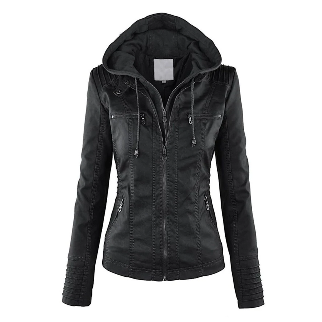 Ysolde | Leather Hooded Jacket