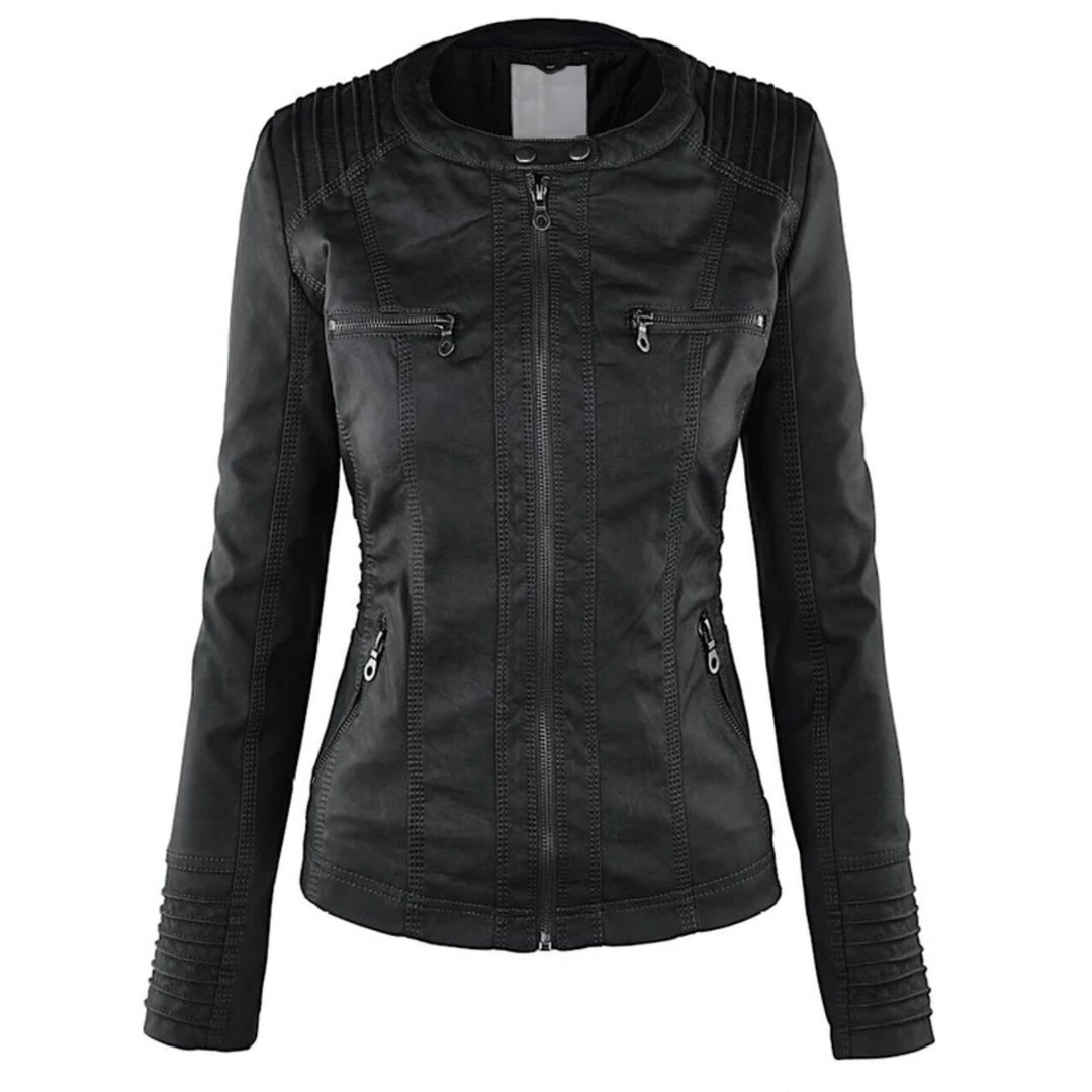 Ysolde | Leather Hooded Jacket