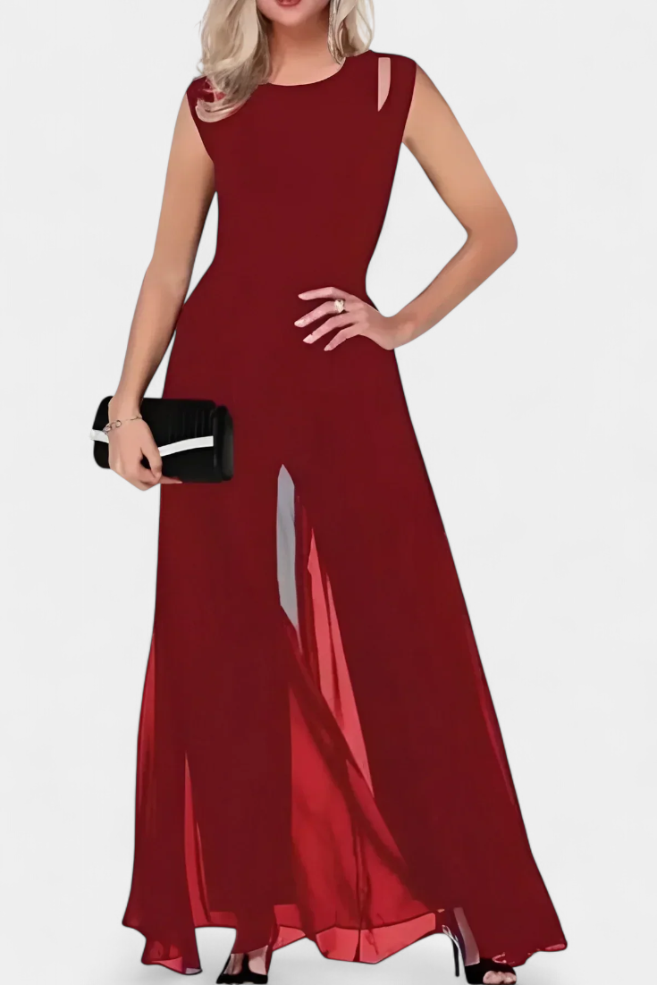 Nadia Elegant Sleeveless Jumpsuit with Front Transparency