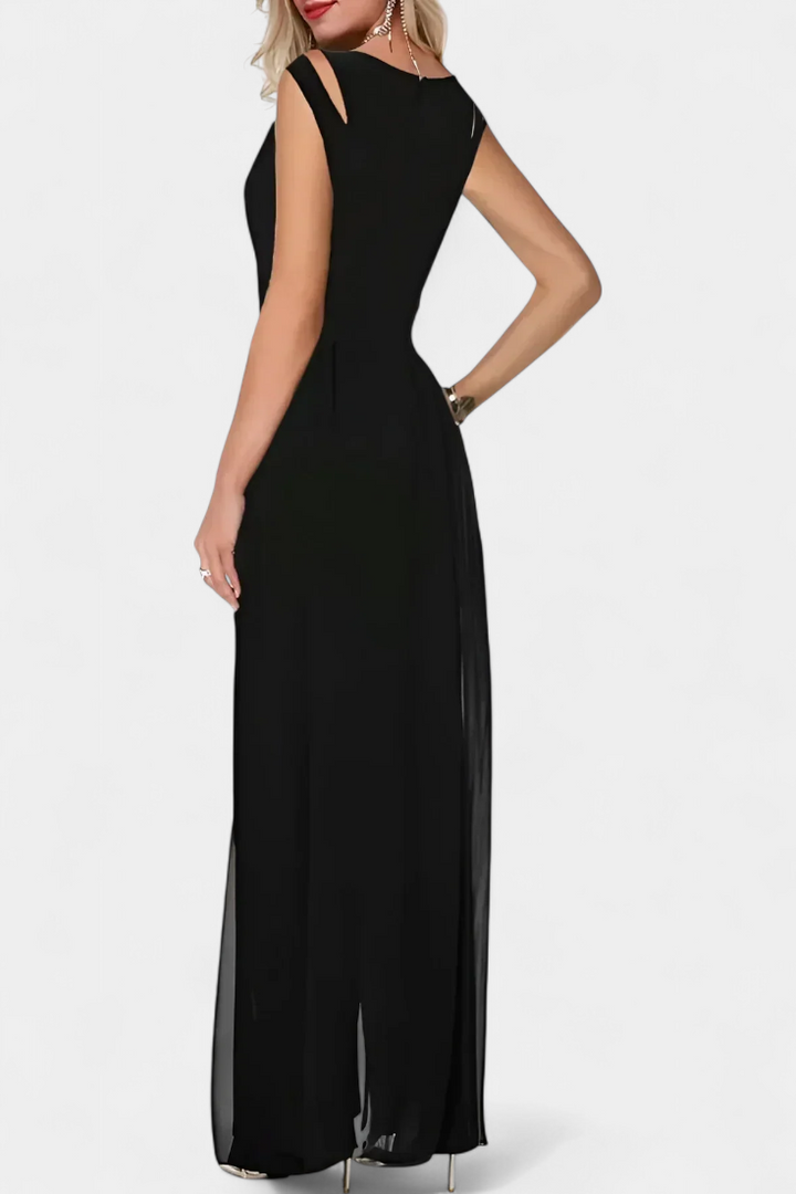 Nadia Elegant Sleeveless Jumpsuit with Front Transparency