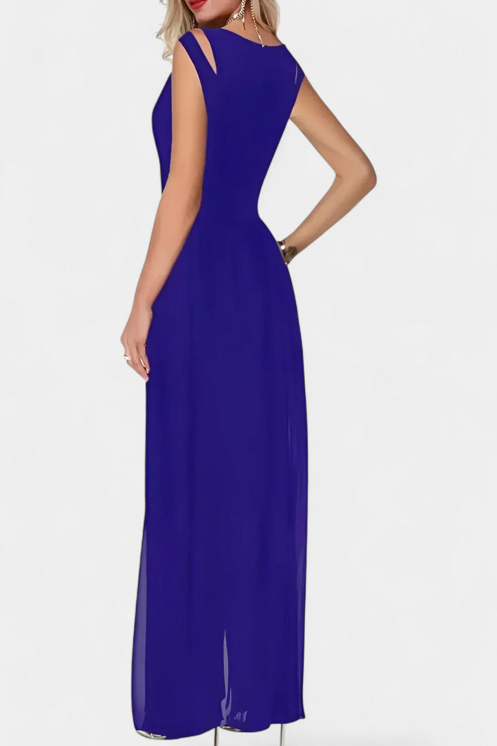 Nadia Elegant Sleeveless Jumpsuit with Front Transparency