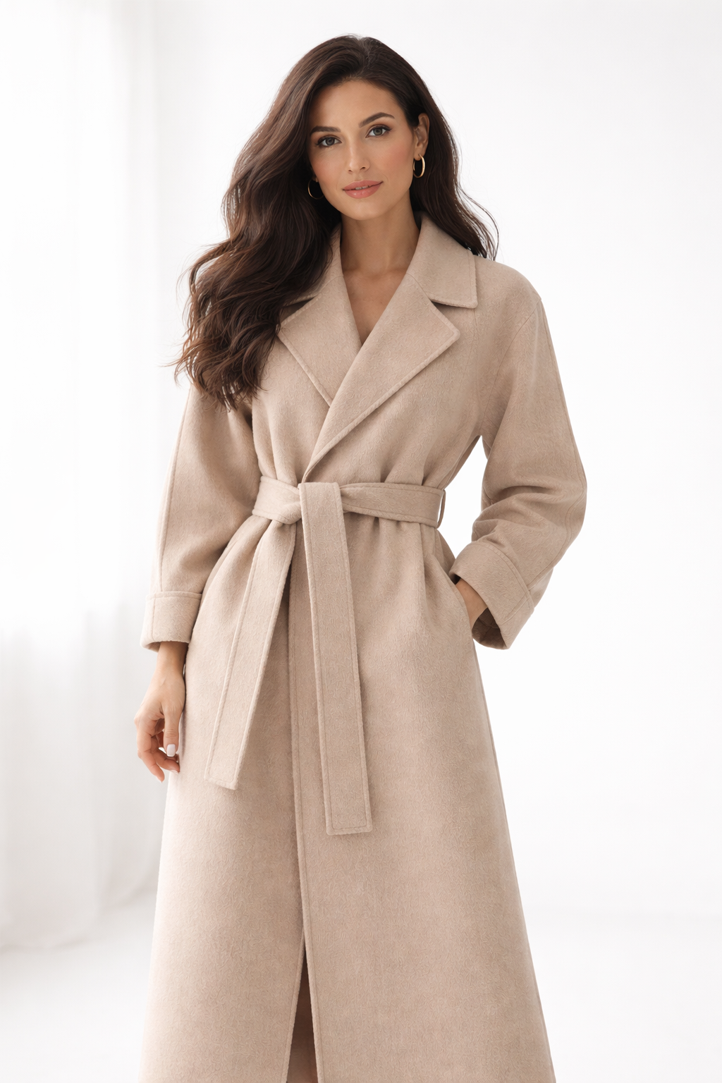 Kaithlin - Elegant Belted Long Coat