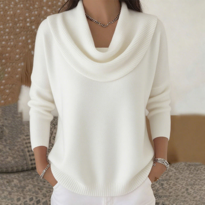 Claire | Draped-Collar Knit Jumper