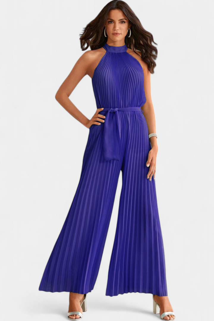 Patrizia Palazzo Pleated Jumpsuit with Halter Neck