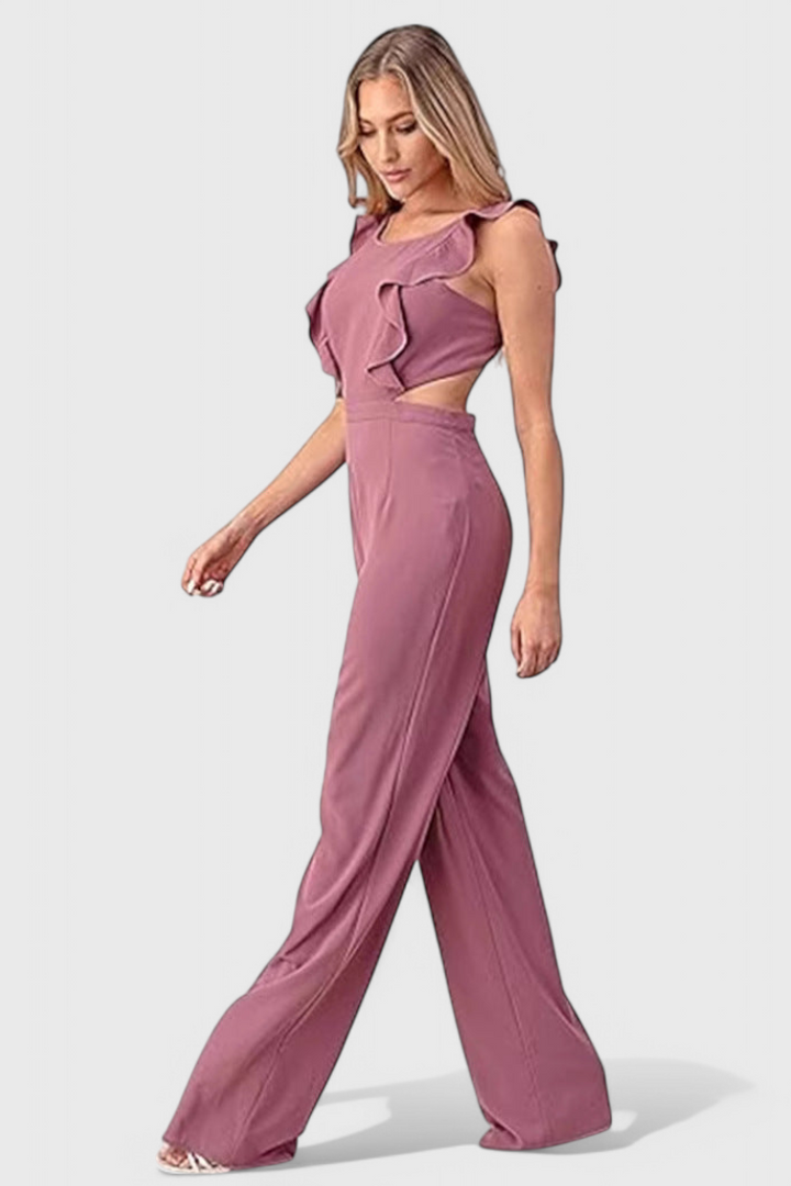 Chantal Jumpsuit with Cut-Outs and Ruffles