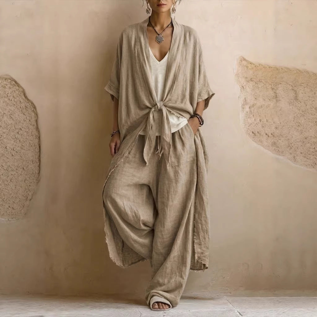 Linnea | Linen Kimono Two-Piece Set
