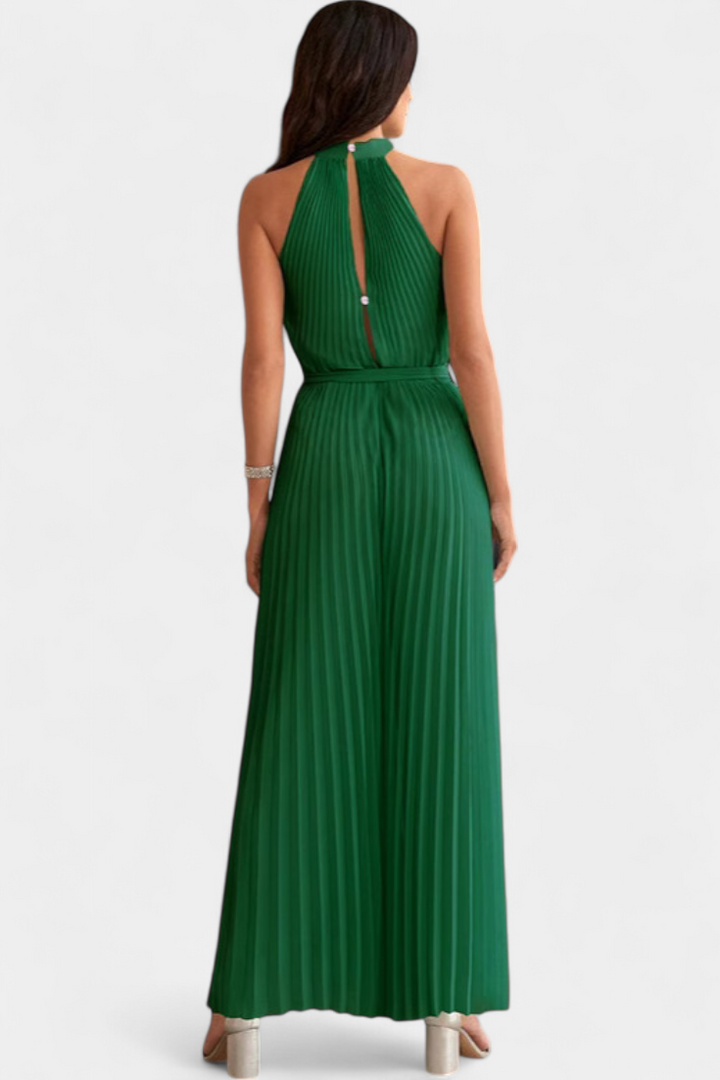 Patrizia Palazzo Pleated Jumpsuit with Halter Neck