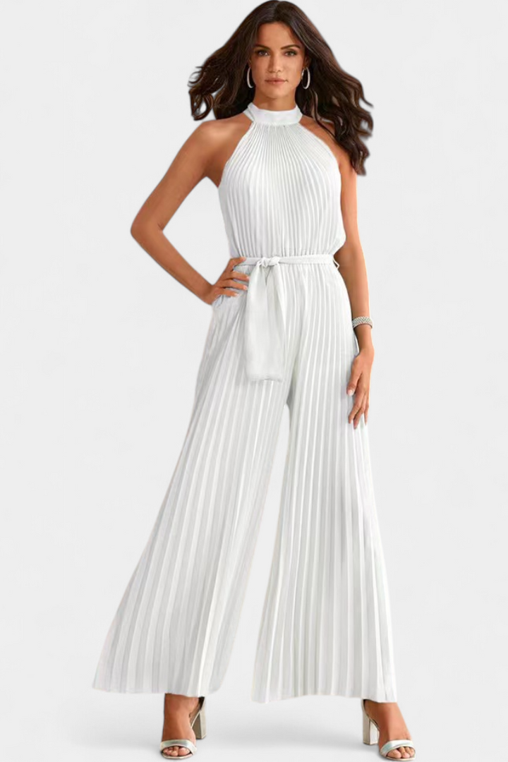Patrizia Palazzo Pleated Jumpsuit with Halter Neck