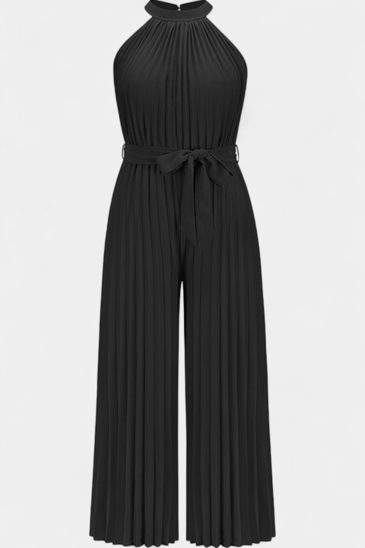 Patrizia Palazzo Pleated Jumpsuit with Halter Neck