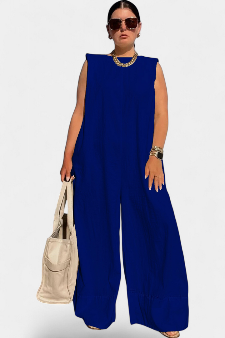 Airla Mono Oversized Sleeveless Jumpsuit with Wide Legs