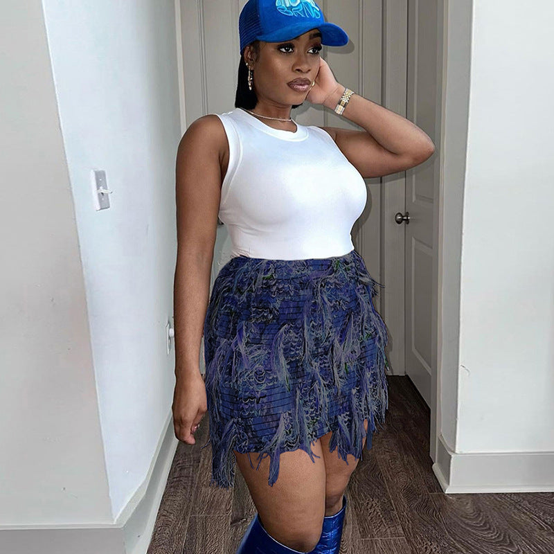 Maria™ | Fringe High-Waist Mini Skirt