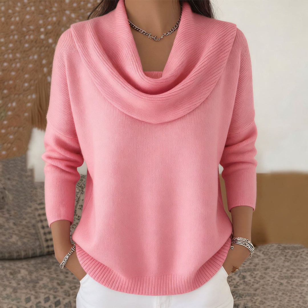 Claire | Draped-Collar Knit Jumper