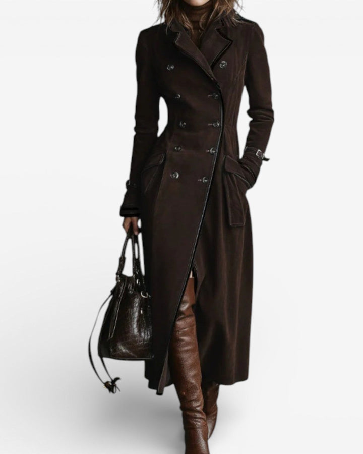 Kaila – Suede Leather Trench Coat