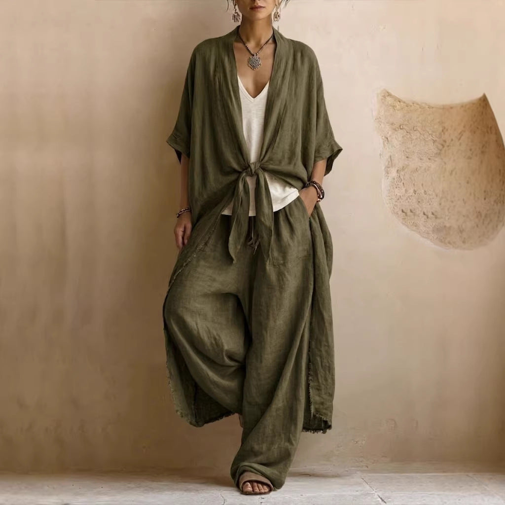 Linnea | Linen Kimono Two-Piece Set