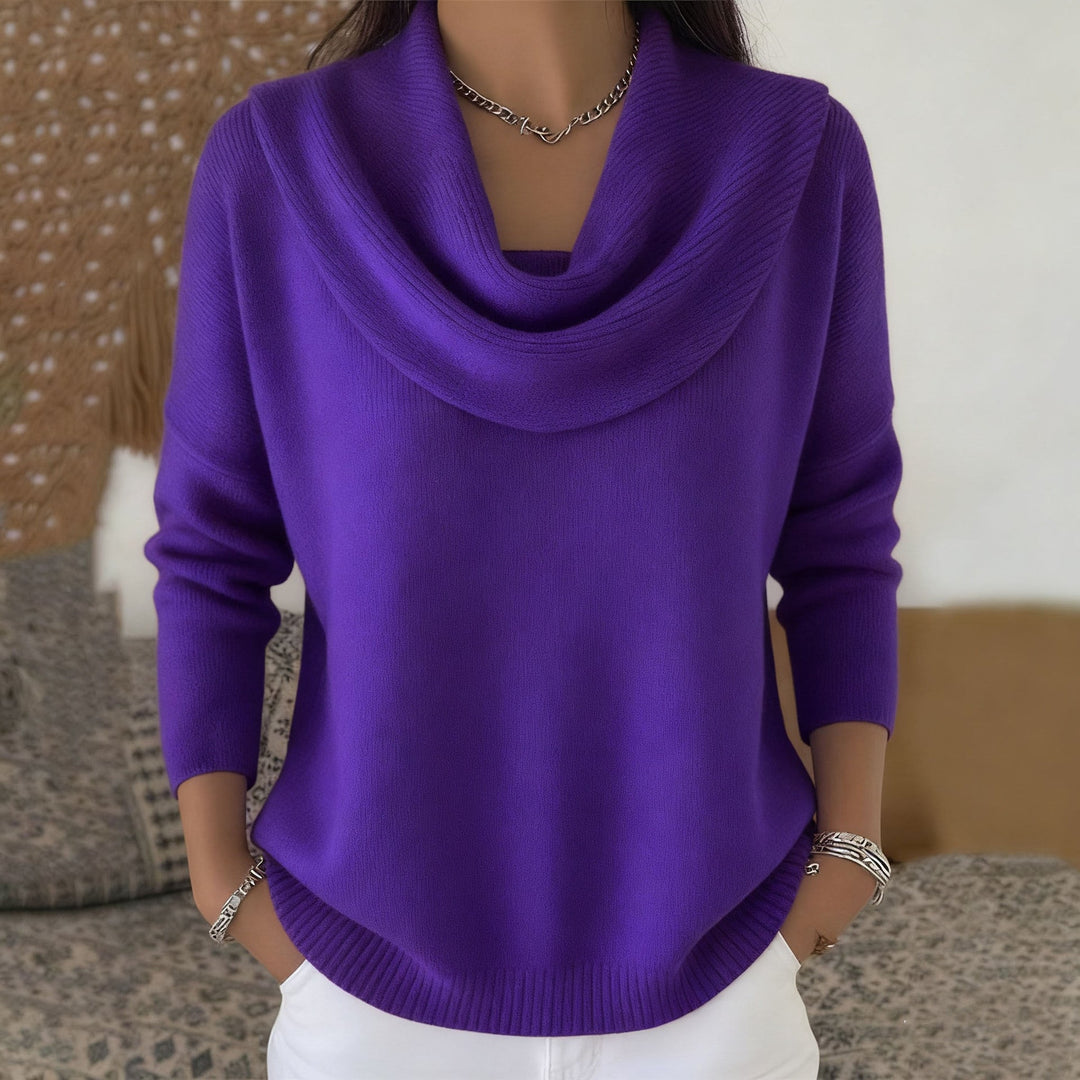Claire | Draped-Collar Knit Jumper