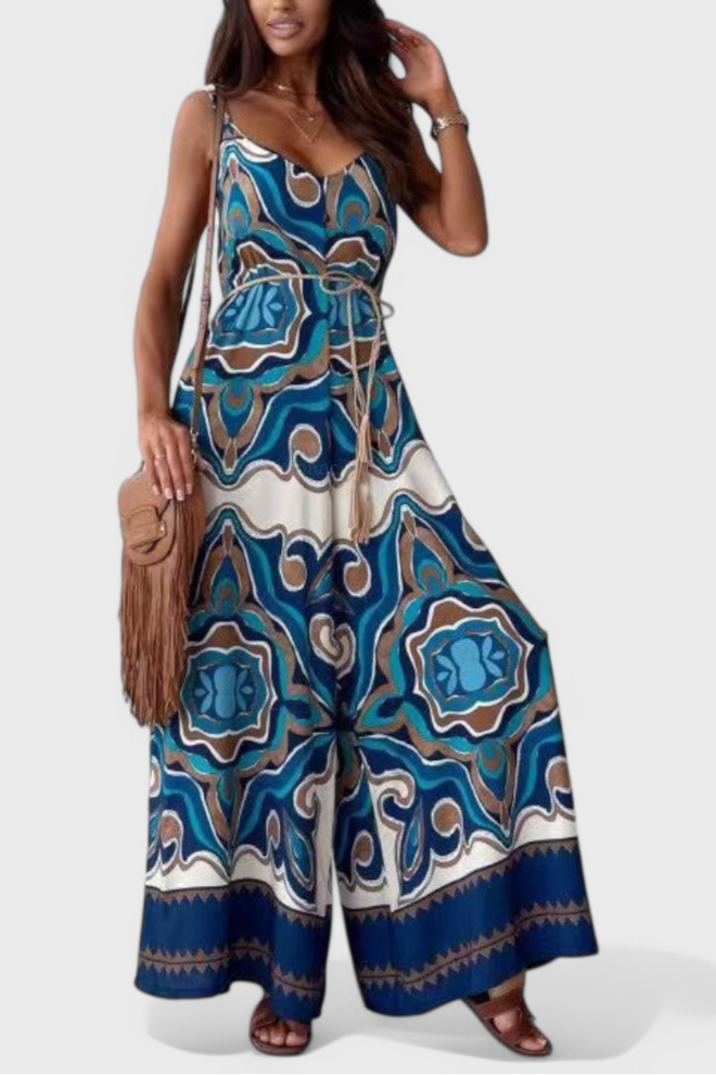 Gabriella Jumpsuit with Wide Legs and Bold Print