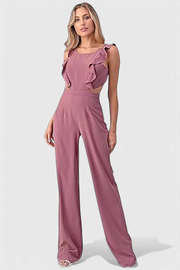 Chantal Jumpsuit with Cut-Outs and Ruffles