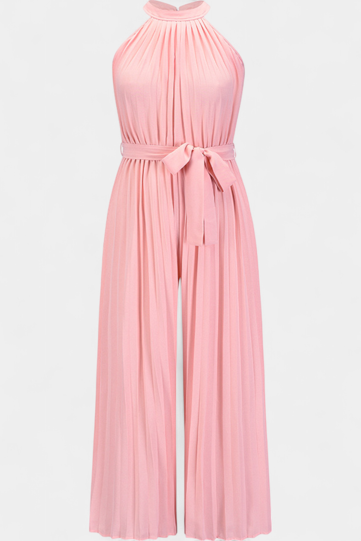 Patrizia Palazzo Pleated Jumpsuit with Halter Neck