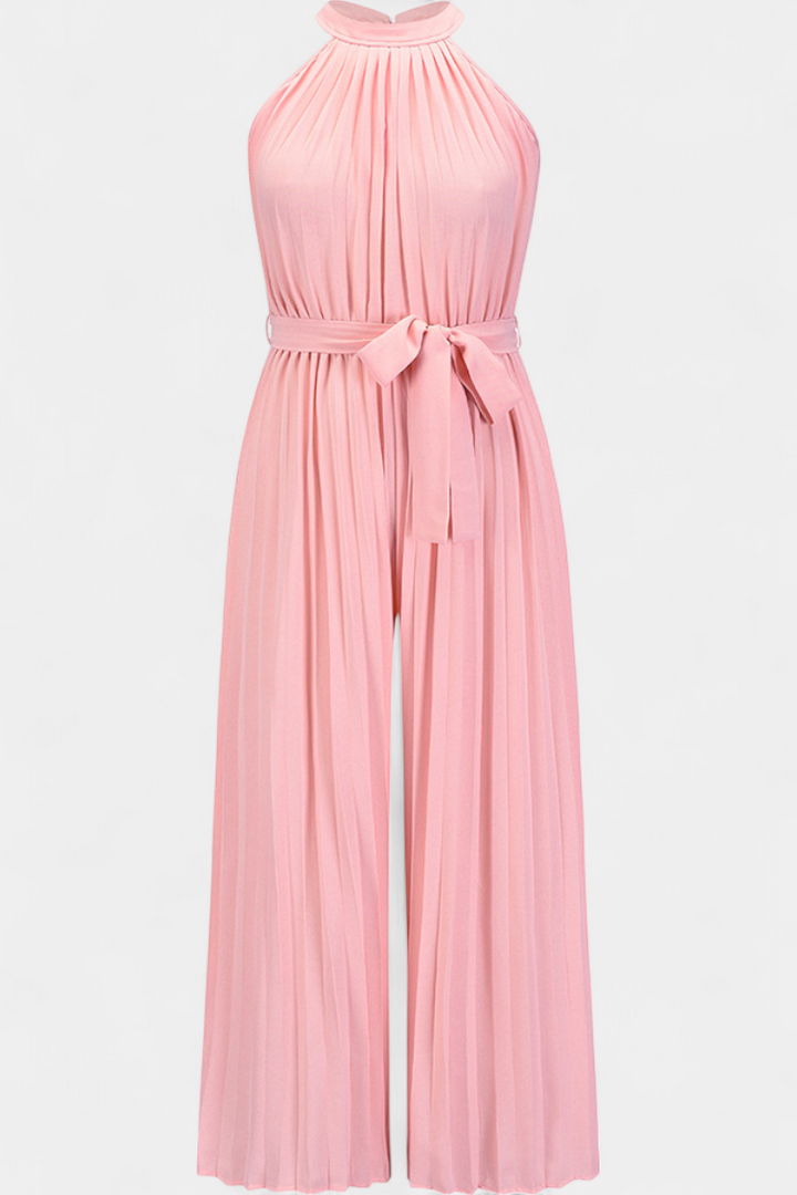 Patrizia Palazzo Pleated Jumpsuit with Halter Neck