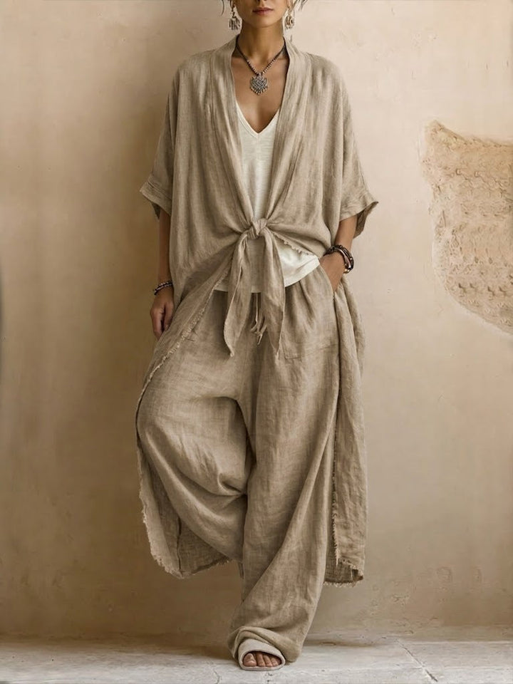 Linnea | Linen Kimono Two-Piece Set