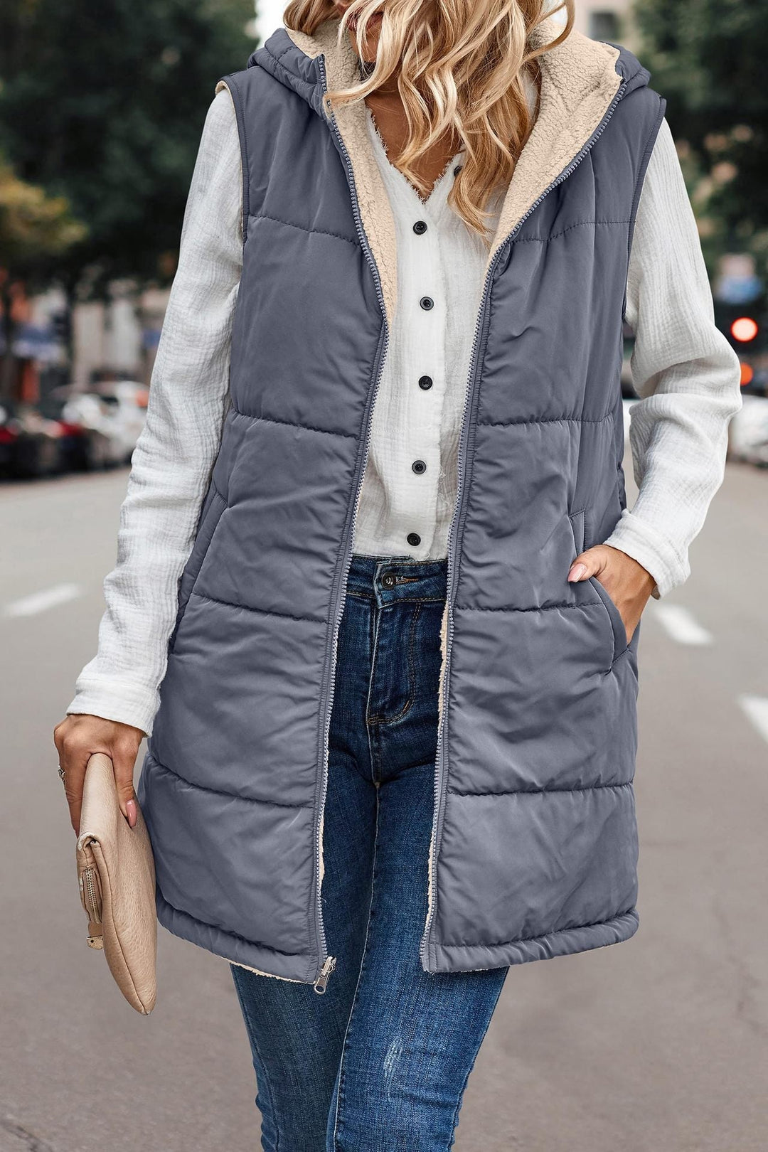 Mishelle™ | Reversible Hooded Puffer Vest