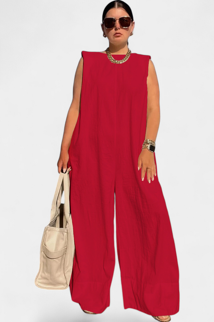 Airla Mono Oversized Sleeveless Jumpsuit with Wide Legs