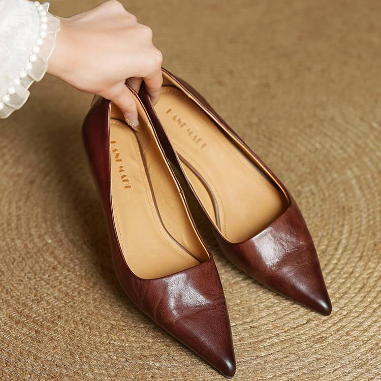 Sarah™ | Pointed-Toe Leather Pumps
