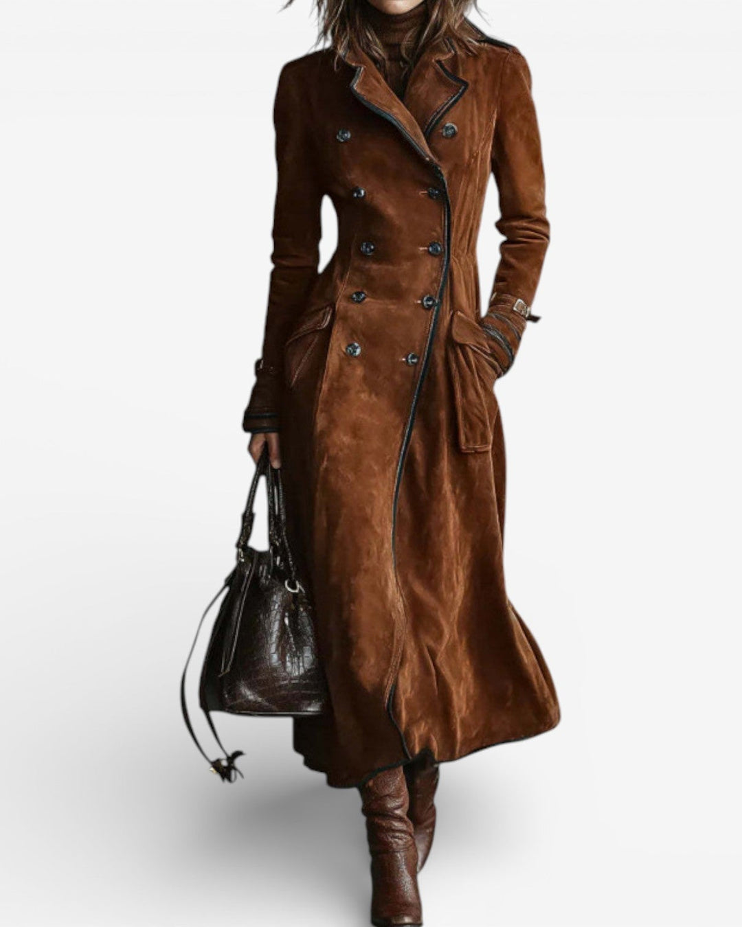 Kaila – Suede Leather Trench Coat