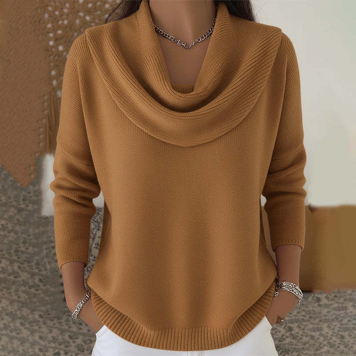 Claire | Draped-Collar Knit Jumper
