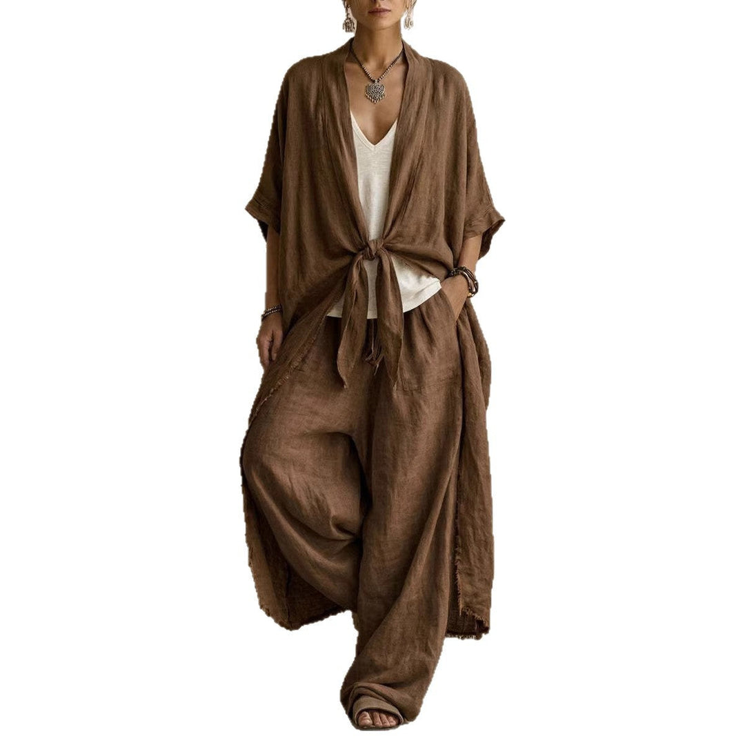 Linnea | Linen Kimono Two-Piece Set