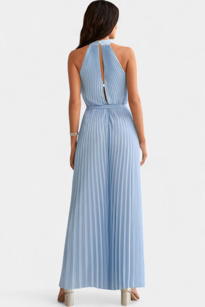 Patrizia Palazzo Pleated Jumpsuit with Halter Neck