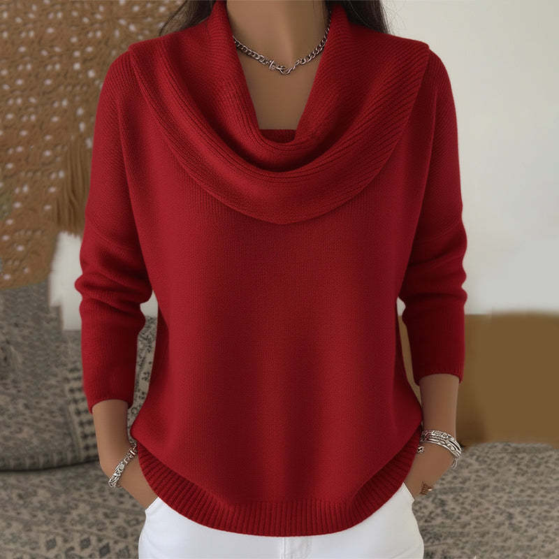 Claire | Draped-Collar Knit Jumper