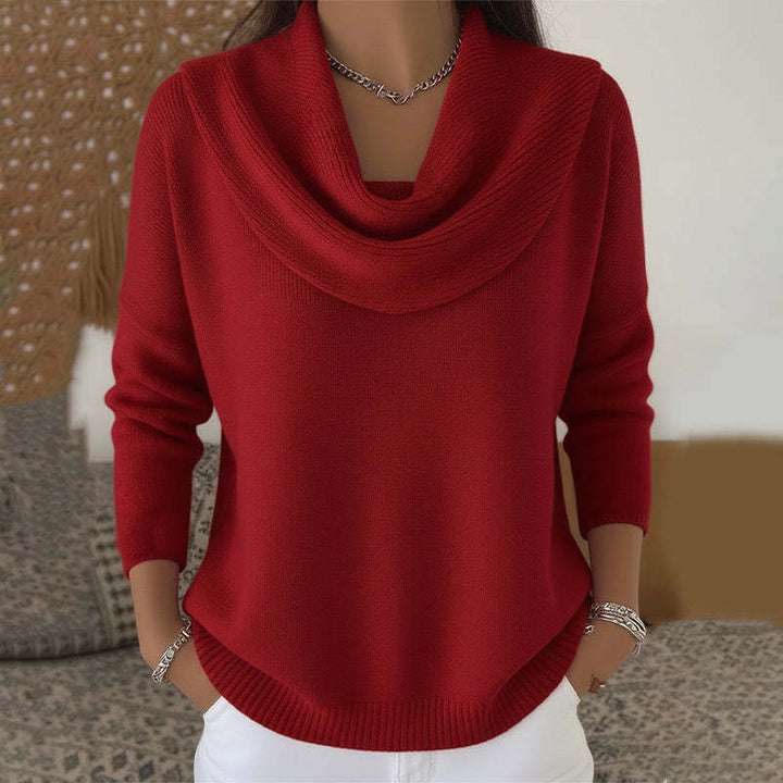 Claire | Draped-Collar Knit Jumper