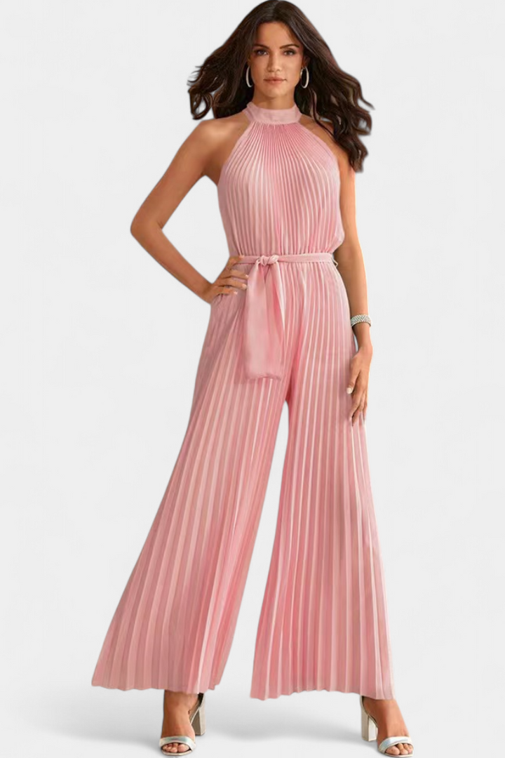 Patrizia Palazzo Pleated Jumpsuit with Halter Neck