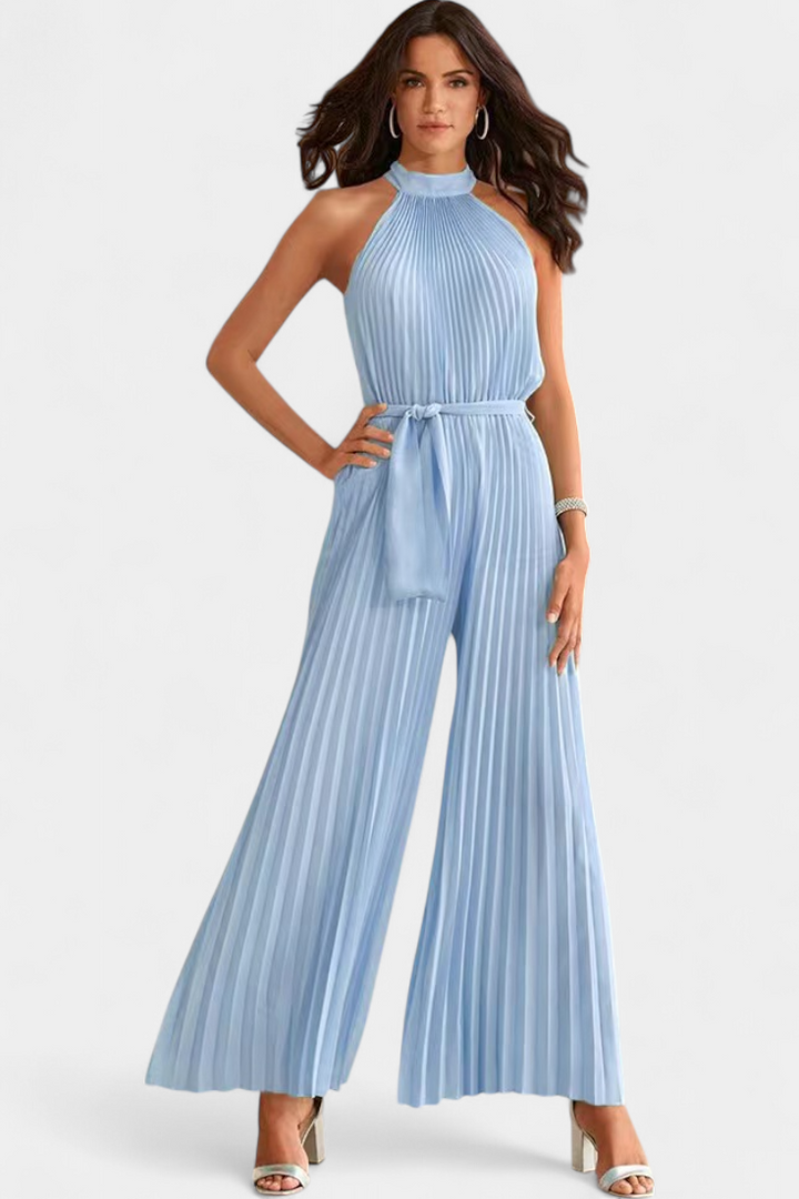 Patrizia Palazzo Pleated Jumpsuit with Halter Neck