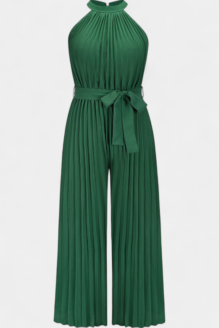 Patrizia Palazzo Pleated Jumpsuit with Halter Neck