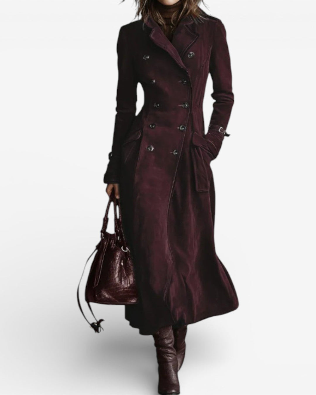 Kaila – Suede Leather Trench Coat