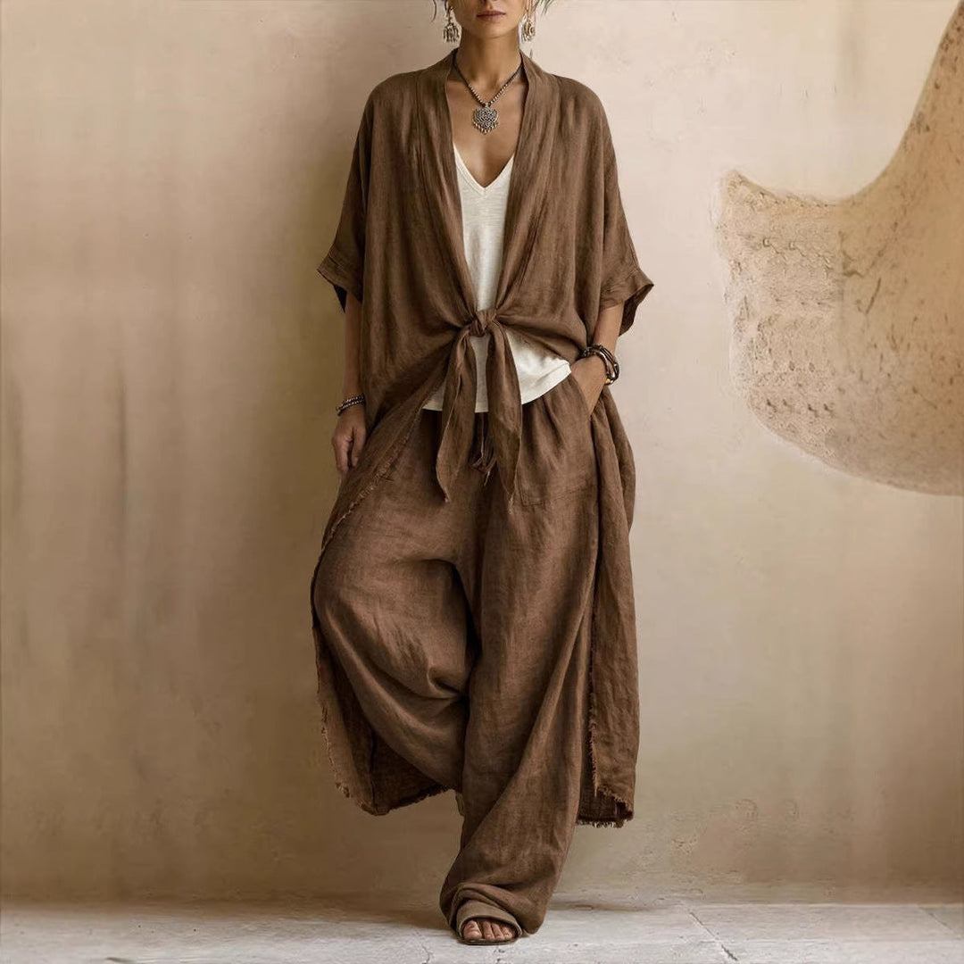 Linnea | Linen Kimono Two-Piece Set