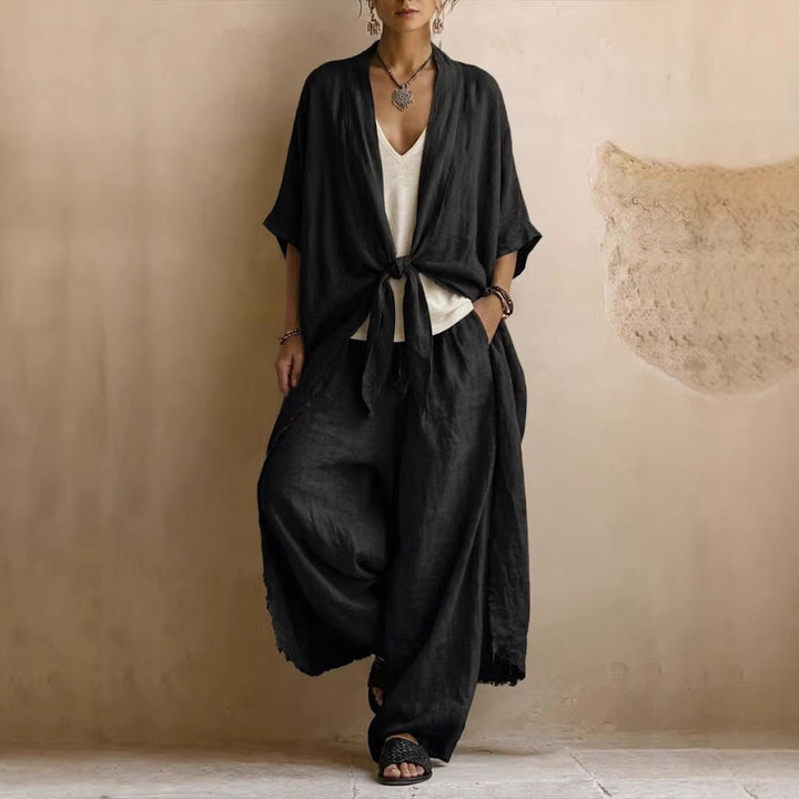 Linnea | Linen Kimono Two-Piece Set