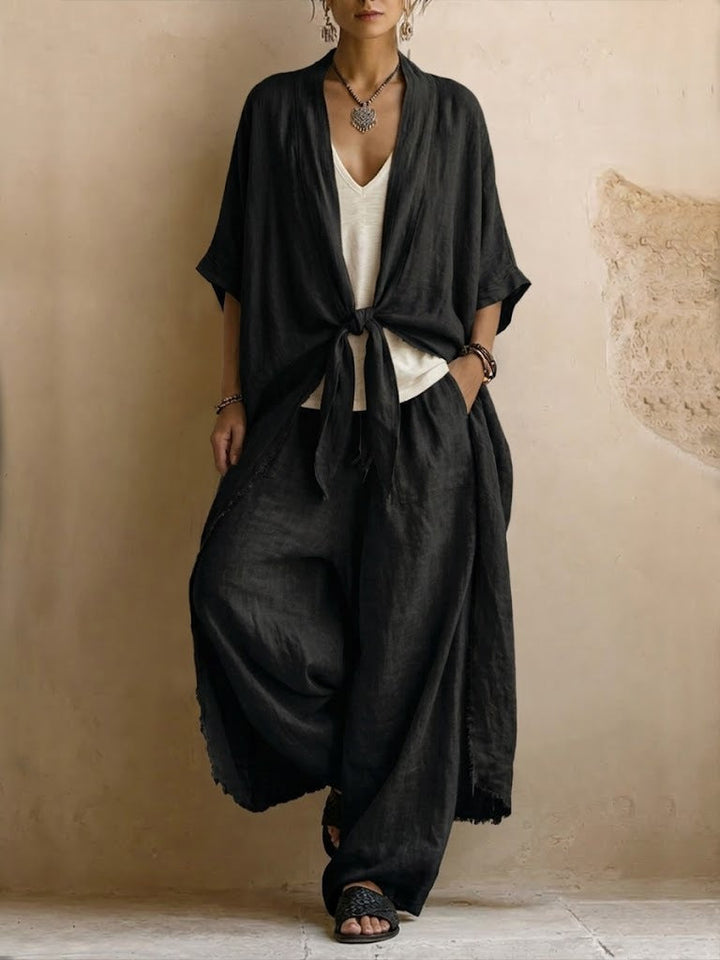 Linnea | Linen Kimono Two-Piece Set