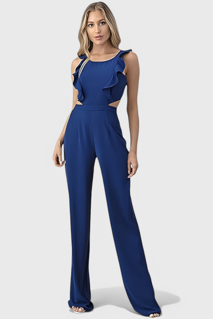 Chantal Jumpsuit with Cut-Outs and Ruffles