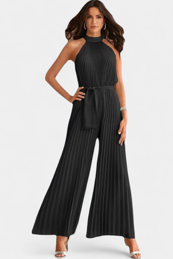 Patrizia Palazzo Pleated Jumpsuit with Halter Neck