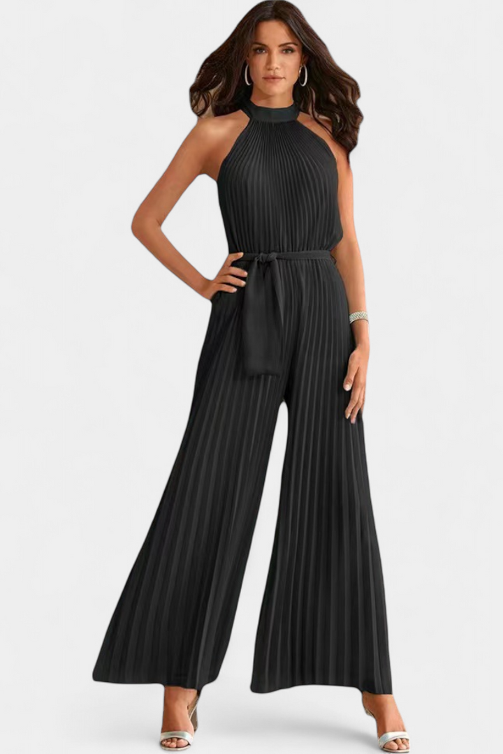 Patrizia Palazzo Pleated Jumpsuit with Halter Neck