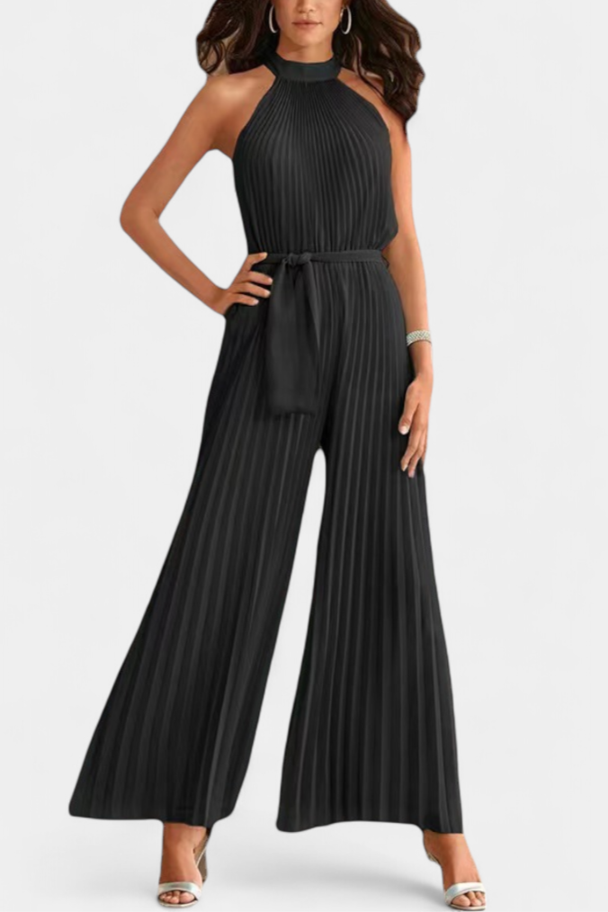 Patrizia Palazzo Pleated Jumpsuit with Halter Neck