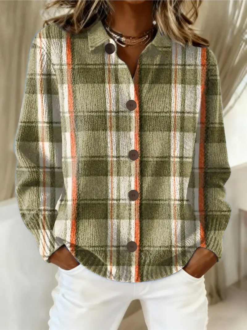 Hazel™ | Olive Plaid Button Cardigan