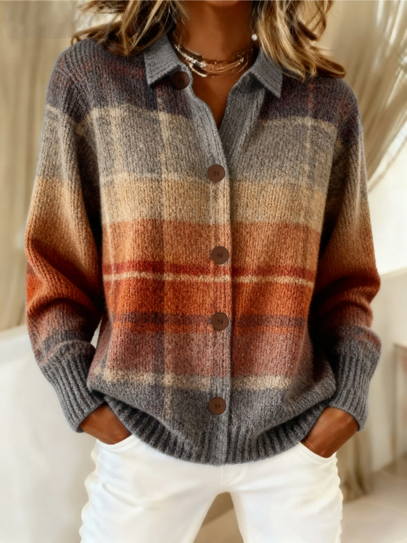 Edith™ | Autumn Ombré Plaid Cardigan