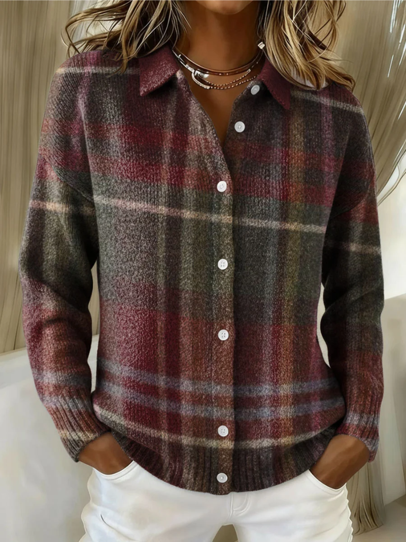 Eleanor™ | Classic Plaid Knit Cardigan