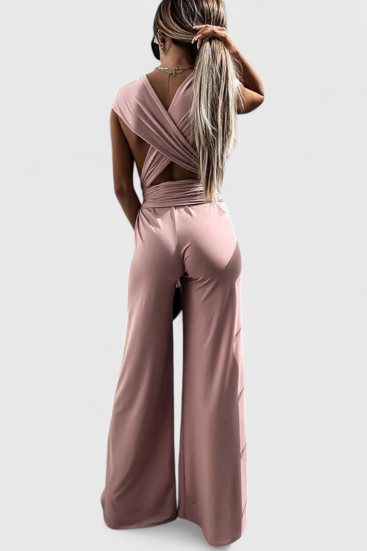 Ivana Jumpsuit with Wide Legs and Crossed Back