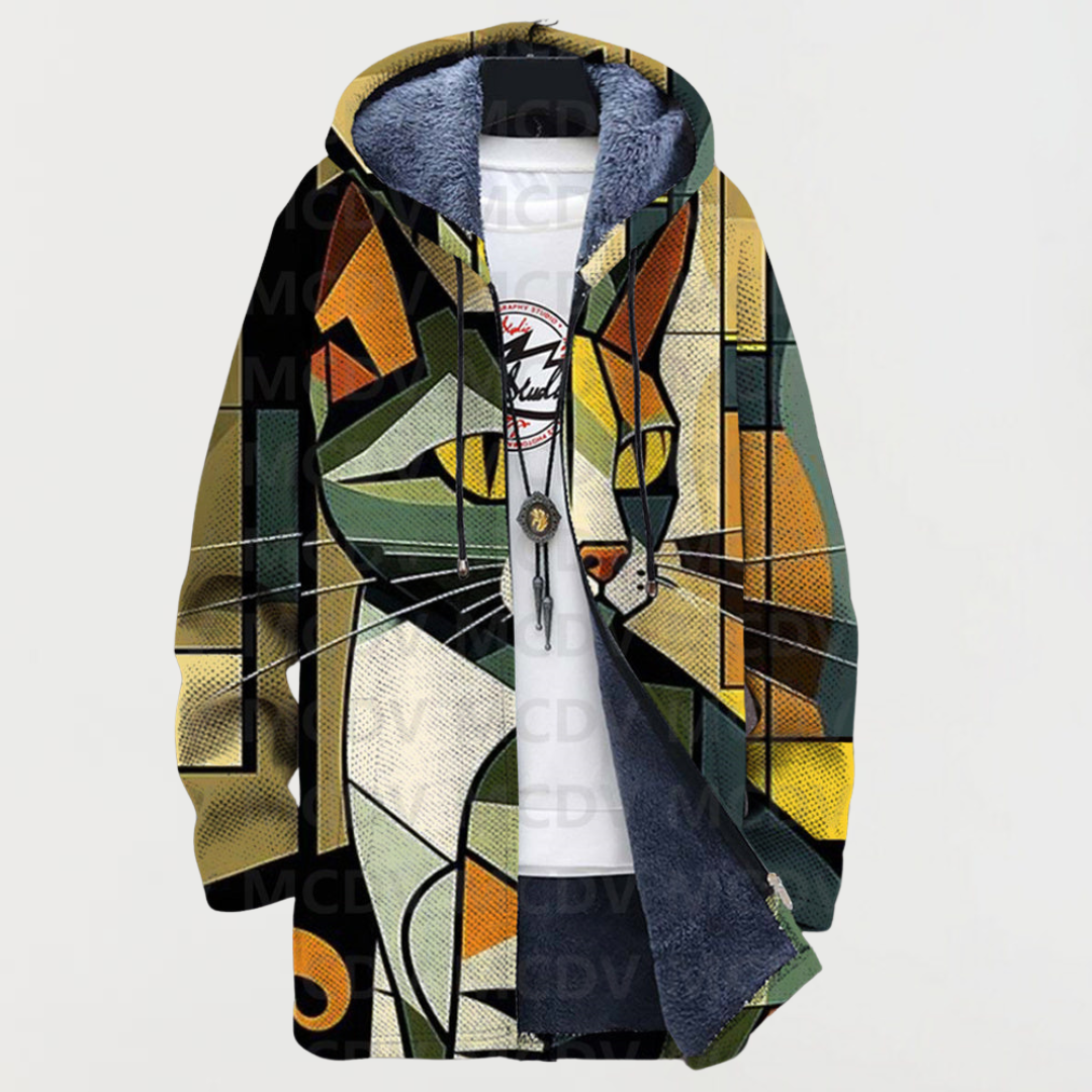 Emerson™ | Geometric Cat Print Cardigan
